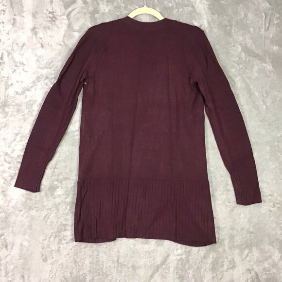 Devotion by Cyrus Womens Small Open Front Cardigan Sweater Burgundy Maroon - Picture 3 of 10